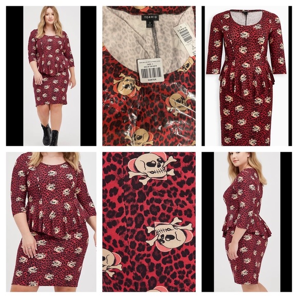 NWT Torrid Skull Peplum Dress size 3 - Picture 1 of 6
